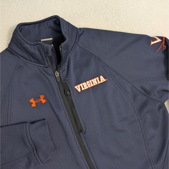 UVA Virginia Cavaliers Under Armour Mens M Navy Blue Full Zip Pockets - Picture 1 of 7